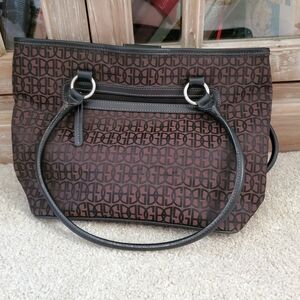 Giani Bernini Brown Logo-Print Tote with Black Trim